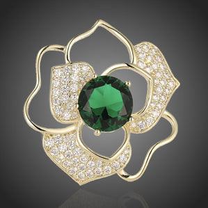 brosňa kvet so zeleným zirkónom