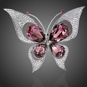 Brošňa luxusná ružový motýľ Mandolina