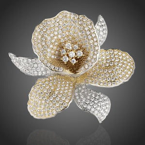 brošňa luxusná kvet so zirkónmi