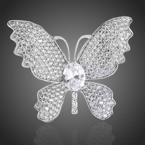 brošňa luxusná motýl strieborný 