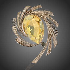 luxusná dámska brošňa žltá kvapka