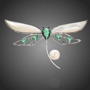 Brošňa vážka s pravou perlou Boccaciana