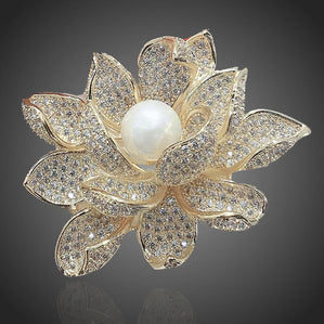 Brošňa kvet s perlou Letiliana