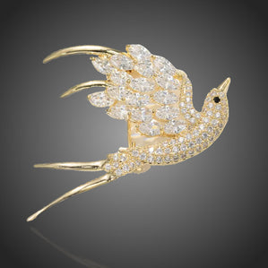 brošňa vtáčik pozlátený so zirkónmi
