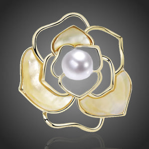 Brošňa kvet s pravou perlou Romanitta