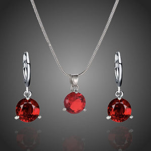 Set s červenými zirkónmi Rubiollita