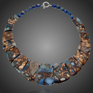 Náhrdelník s modro hnedým prírodným jaspisom Sedimeria