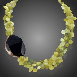 Náhrdelník zelený jadeit s achátom