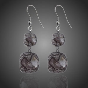 náušnice dvojdielne arteglass hnedé bublinkobé sklo 