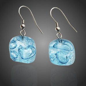 náušnice arteglass tyrkys bublinkové sklo modré