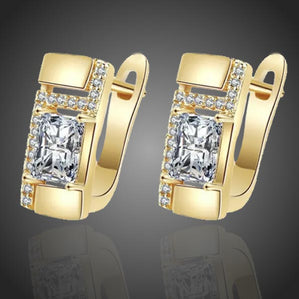 náušnice obdĺžníkové pozlátené so zirkónom