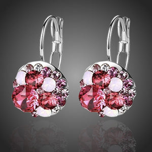 náušnice s ružovými krištáľmi visiace