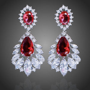 Náušnice spoločenské s červenými zirkónmi Redmia