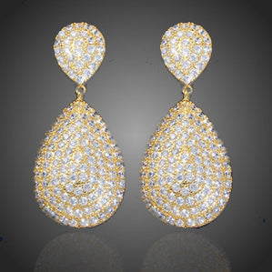 náušnice visiace kvapky so zirkónmi