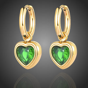 náušnice zelené srdcia z chirurgickej ocele