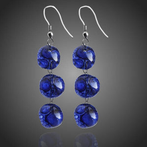 Náušnice Arte sklenené modré bublinky trojdielne