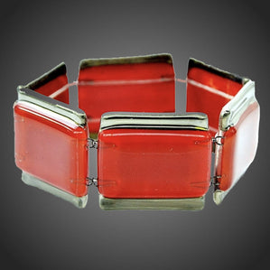 originálny náramok zo skla červený s platinou