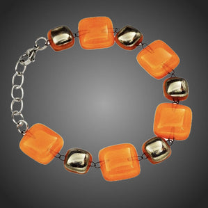 originálny náramok zo skla oranzovy s platinou