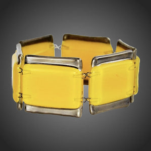 originálny náramok zo skla žltý s platinou skladaný