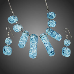 originálny set zo skla tyrkys bublinkový 8dielny