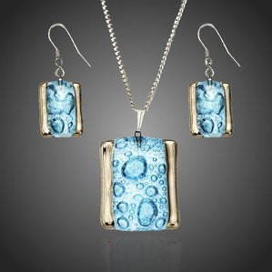 originálny set zo skla tyrkys bblinkový obdĺžniky