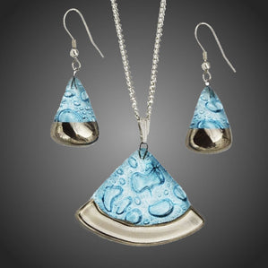 originálny set zo skla tyrkysový bublinkový výseč