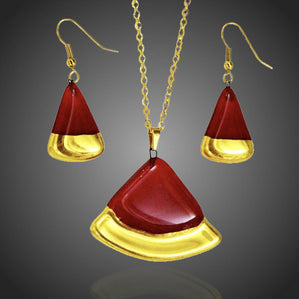 set arte zo skla červeno zlatý výseč