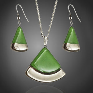 Set Arte sklenený zelený výseč s platinou