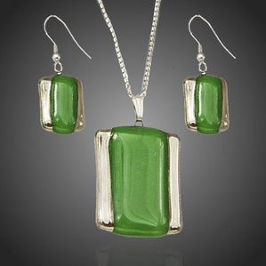 Set Arte sklenený zelený obdľžnikový