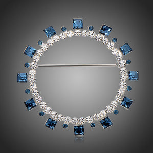 brošňa kruh s modrými kruštáľmi