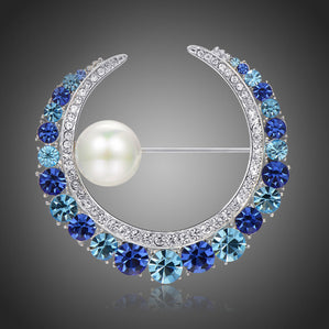 brošňa modrá s perlou