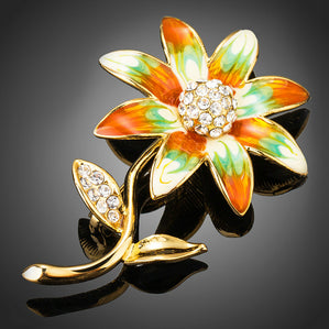 Brošňa kvet oranžovo zelený Landella