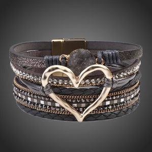 Náramok kožený so srdcom tmavohnedý AmoreMia