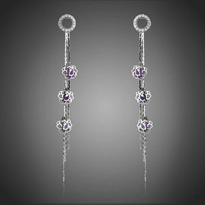 Náušnice  fialové dlhé Jenna