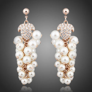 náušnice dlhé s krištáľovými perlami