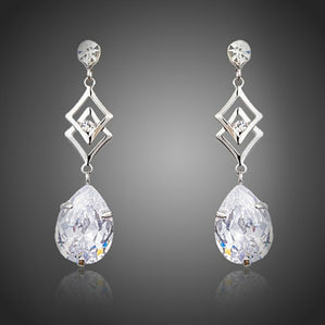 Náušnice dlhé kvapky s čírymi zirkónmi Sally