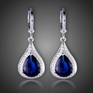 nausnice kvapky s modrymi zirkonmi