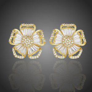náušnice kvety so zirkónmi zlaté