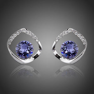 náušnice s fialovým krištáĺom