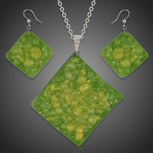 originálny set zo skla zelené čriepky