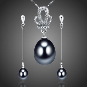 Set s čiernymi riečnymi perlami Almonde